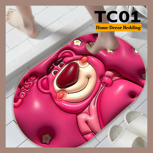 Thảm Lau Chân Họa Tiết 5D, Thảm Chùi Chân Bề Mặt Nỉ Đế Cao Su Chống Trơn Trượt - 40cm x 60cm