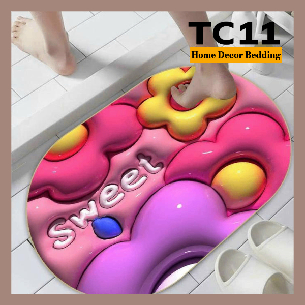 Thảm Lau Chân Họa Tiết 5D, Thảm Chùi Chân Bề Mặt Nỉ Đế Cao Su Chống Trơn Trượt - 40cm x 60cm