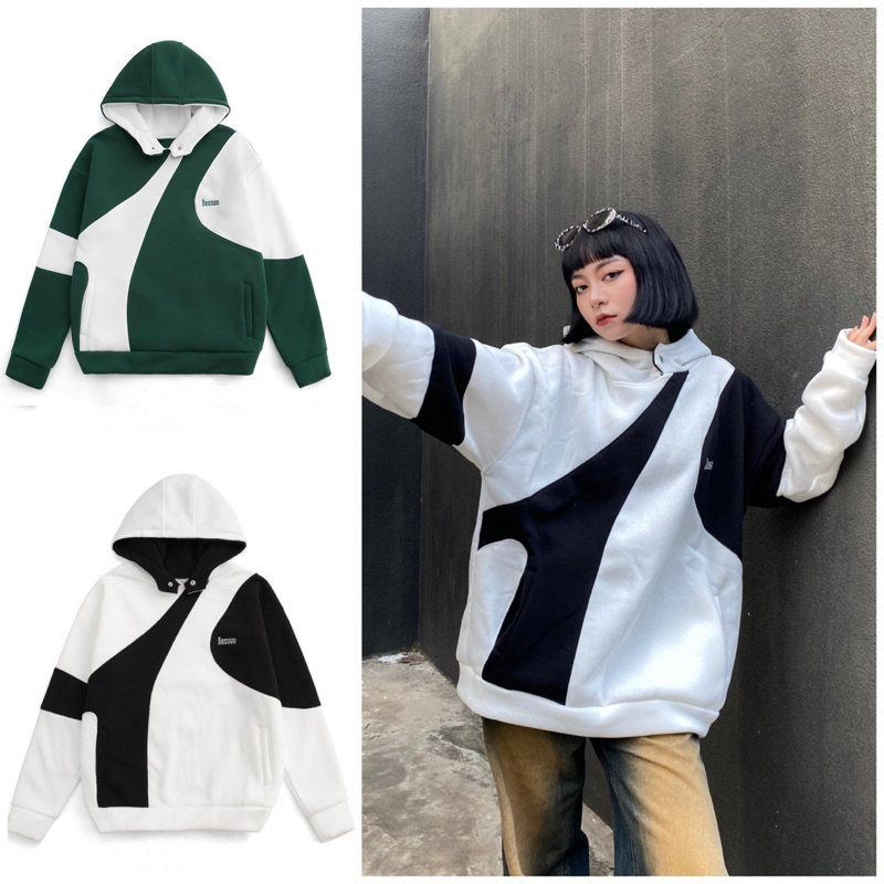 Áo Hoodie đủ cỡ nam nữ túi zip bò sữa nỉ bông loại 1 chất dày dặn may kĩ 2 lớp nút bấm phối màu unisex bao đẹp Ảnh Thật