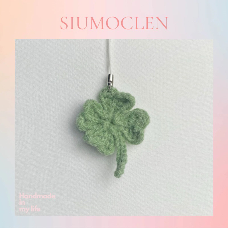 Cỏ 4 lá may mắn len Handmade Móc khoá