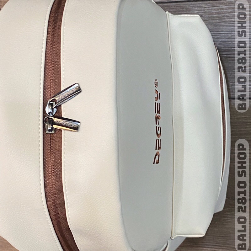 Balo Trà Sữa DG LEATHER Basic Backpack Chất Da Simili Cao Cấp Chống Nước Bánh Mì Store Cặp Da Đi Học Màu Kem Thời Trang