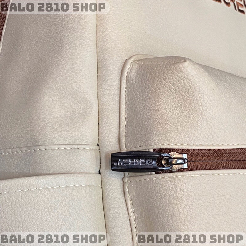 Balo Trà Sữa DG LEATHER Basic Backpack Chất Da Simili Cao Cấp Chống Nước Bánh Mì Store Cặp Da Đi Học Màu Kem Thời Trang