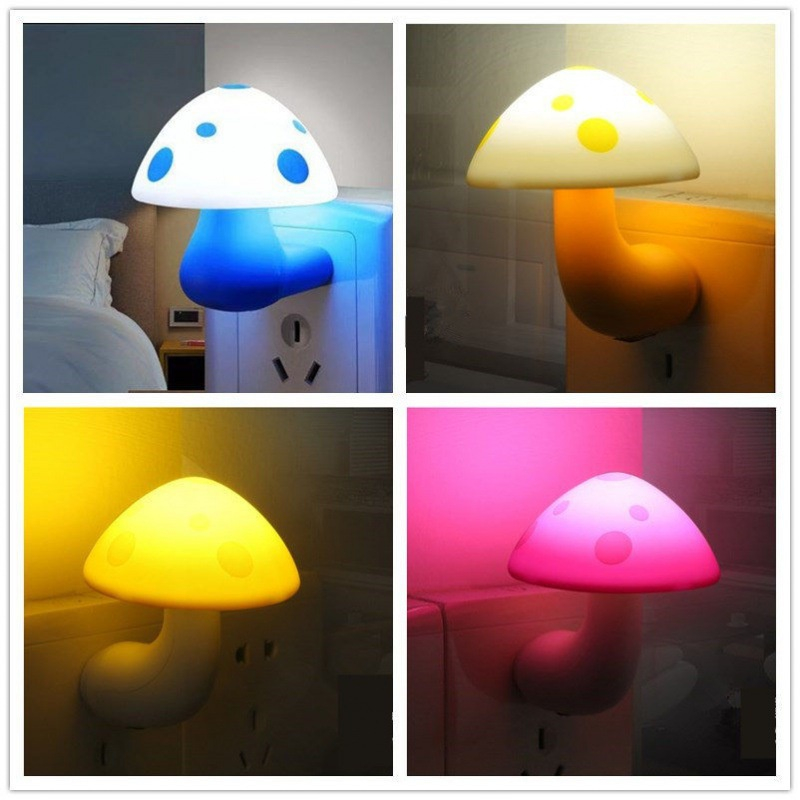 Đèn Ngủ Cắm Điện Mini Hình Nấm Rơm, Cảm Ứng Ánh Sáng Tự Động, Trang Trí Phòng Ngủ, Ánh Sáng Dịu MEILI STORE
