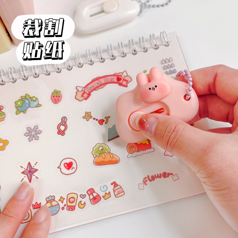 Dao Rọc Cắt Giấy Mini Hình Đám Mây Có Charm Cute Dùng Đê Cắt Giấy Thủ Công, Washi Sticker