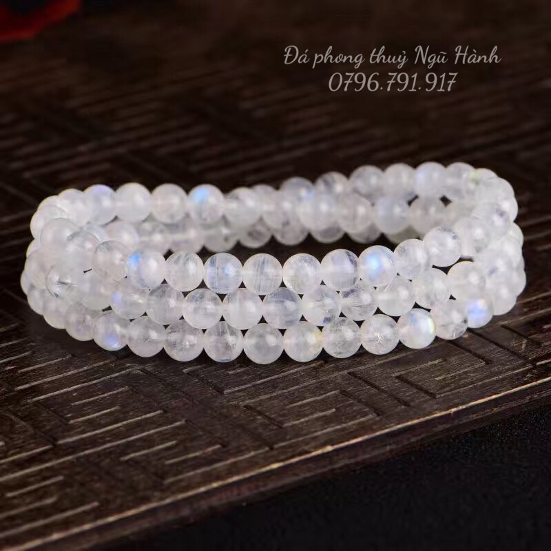 Vòng tay moonstone mặt trăng quấn 3 vòng 6 li siêu đẹp hàng đẹp mịn