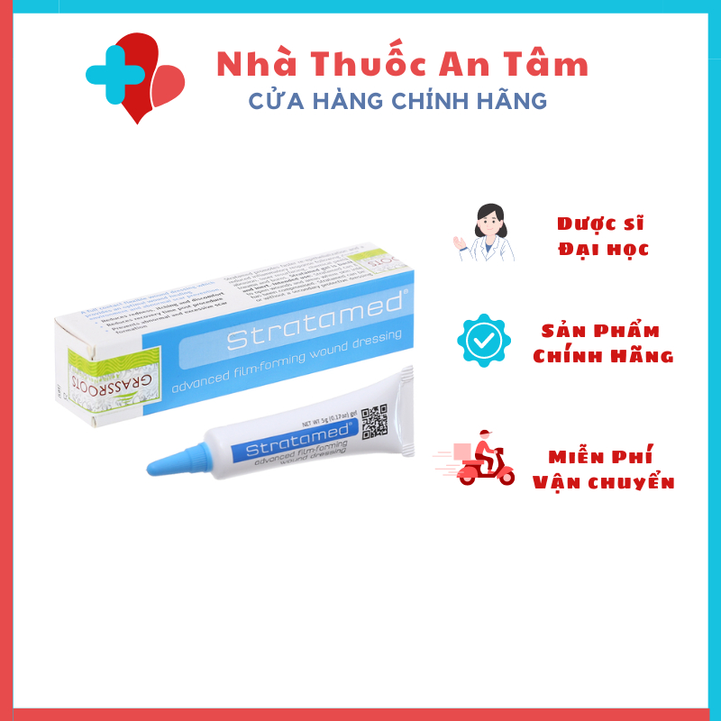 Stratamed Kem sẹo hỗ trợ làm lành vết thương hở và giúp mờ sẹo thâm, sẹo lồi, sẹo lõm,Stratamed chính hãng 5g/10g