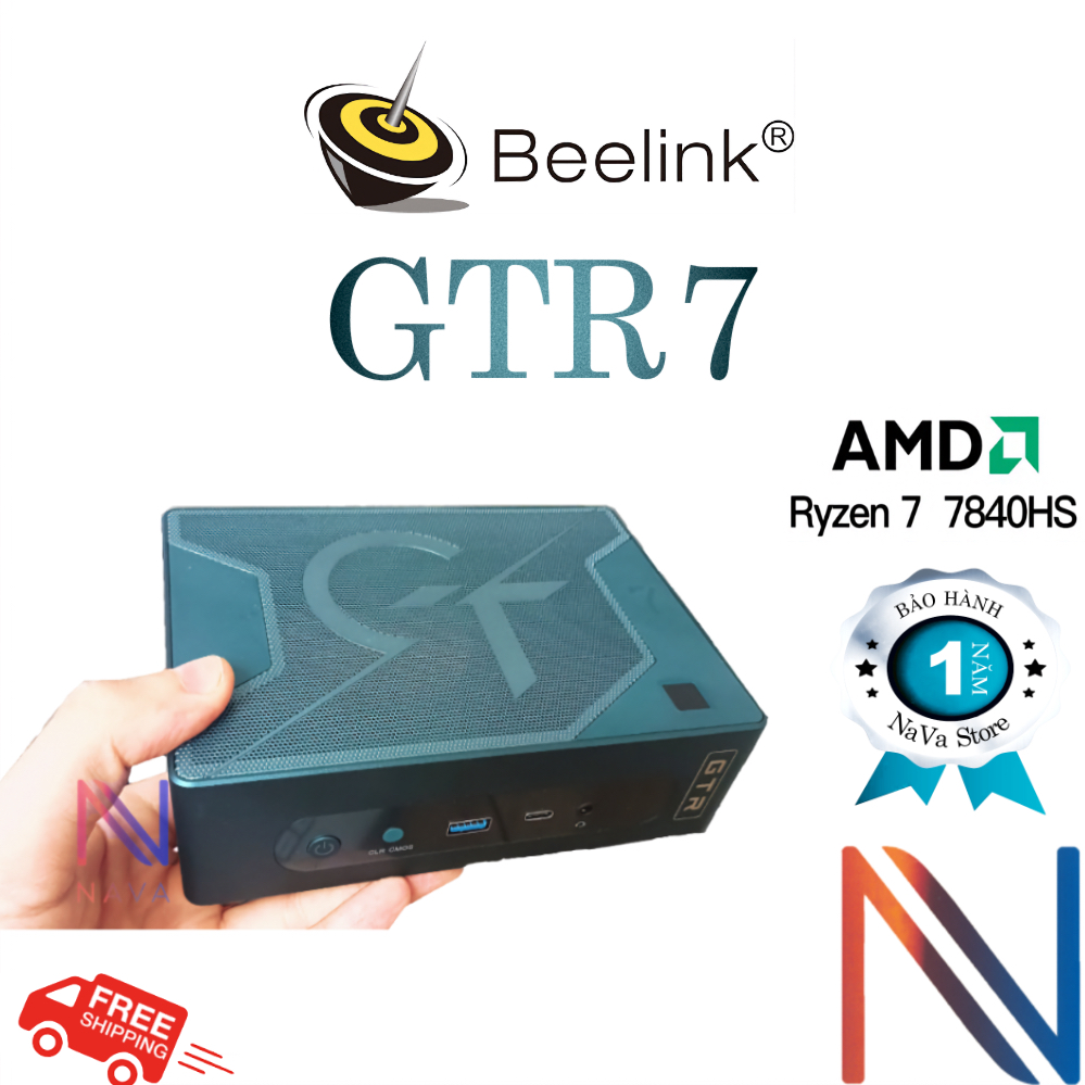 Máy tính Beelink GTR7 Gaming Mini PC AMD 7840HS Radeon 780M - GTR 7 7840 HS NUC Nhỏ gọn - BH 12 Tháng