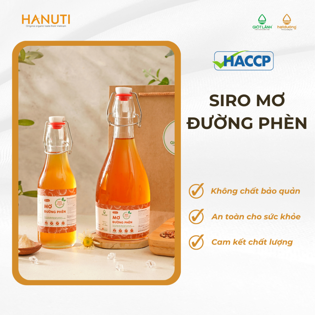 Siro Mơ Đường phèn Giọt Lành - 100% mơ vàng Bắc Kạn lên men cùng đường phèn vàng Quảng Ngãi chai 250 - 500ml