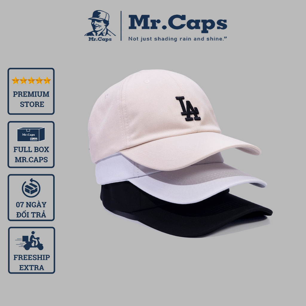Mũ lưỡi trai Unisex LA Hàn Quốc - Nón kết chất liệu vải kaki phong cách thời trang thể thao cho cả nam và nữ Mrcaps