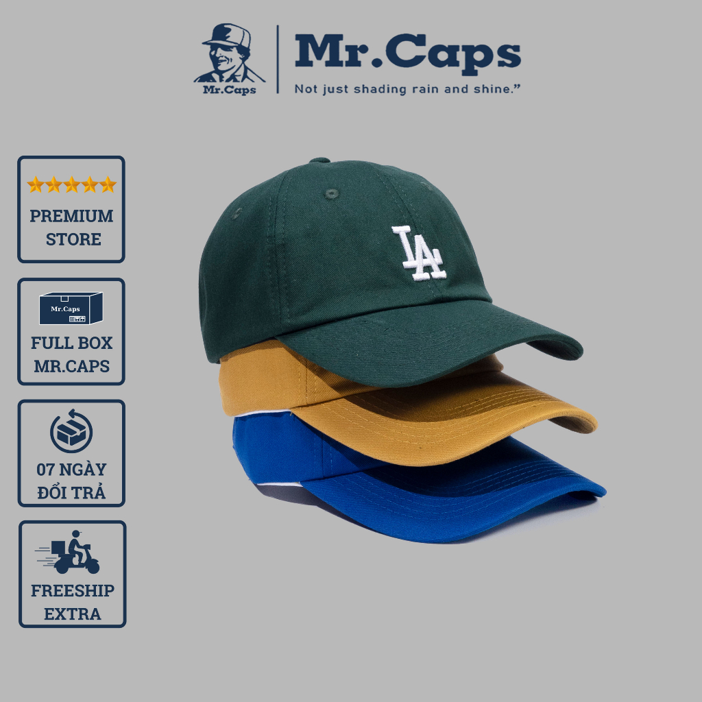 Mũ lưỡi trai Unisex LA Hàn Quốc - Nón kết chất liệu vải kaki phong cách thời trang thể thao cho cả nam và nữ Mrcaps