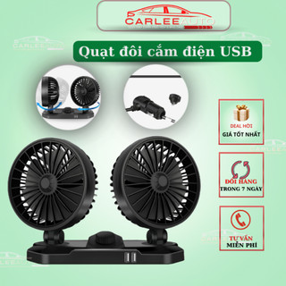 Quạt mini để bàn công suất lớn xoay 360 độ Quạt đôi mini để trên ô tô nhỏ gọn công suất lớn siêu mát