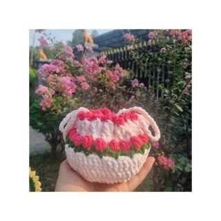 Túi rút len nhung handmade hoa tulip🌷