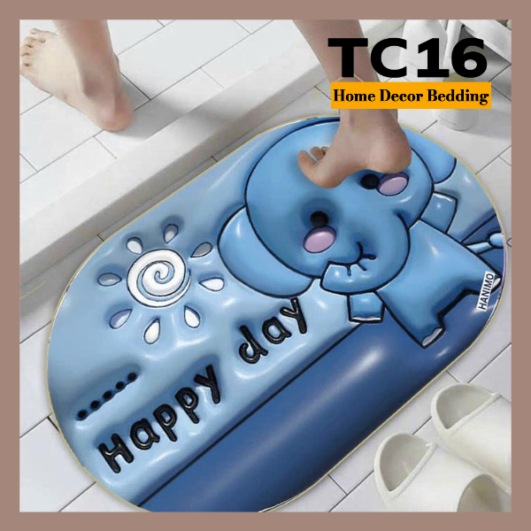 Thảm Lau Chân Họa Tiết 5D, Thảm Chùi Chân Bề Mặt Nỉ Đế Cao Su Chống Trơn Trượt - 40cm x 60cm