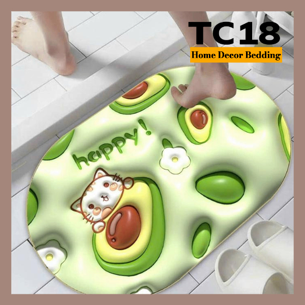 Thảm Lau Chân Họa Tiết 5D, Thảm Chùi Chân Bề Mặt Nỉ Đế Cao Su Chống Trơn Trượt - 40cm x 60cm