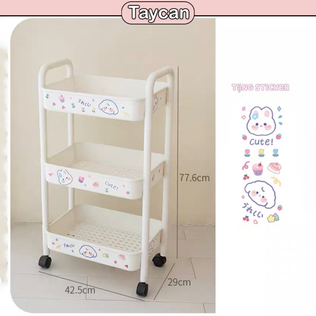 Kệ Sticker đa năng TAYCAN có bánh xe, tặng kèm Sticker dán