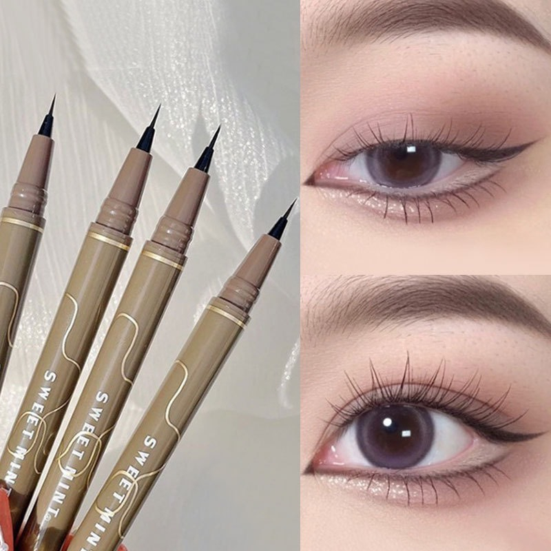 Bút Kẻ Mắt Eyeliner Sweet Mint 0.05mm Đen Nâu Siêu Mảnh Kèm Vẽ Bọng Mắt và Mi Dưới Comico