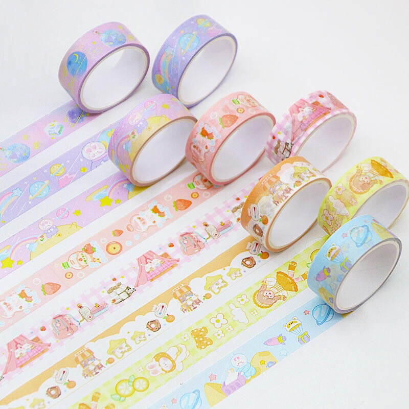 Lẻ 1 cái ngẫu nhiên Washi tape trang trí sổ còng, sổ Bullet Journal Washi giấy thường 1 cuộn 1,5cmx3m