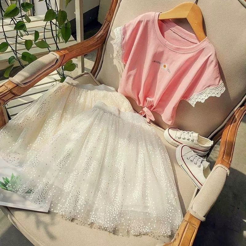 Chân Váy Ren Đính Hoa cho bé gái hàng Quảng Châu Cao Cấp siêu cute