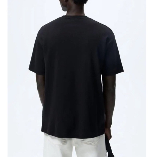 Áo phông nam màu đen Zara authentic CREASED-EFFECT TOP size S