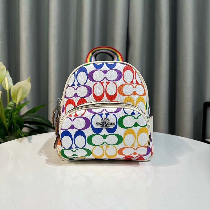 Ba lô mini unisex Coach Court Backpack In Rainbow