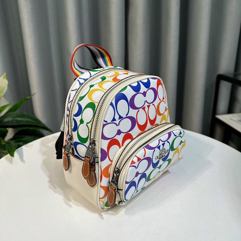 Ba lô mini unisex Coach Court Backpack In Rainbow
