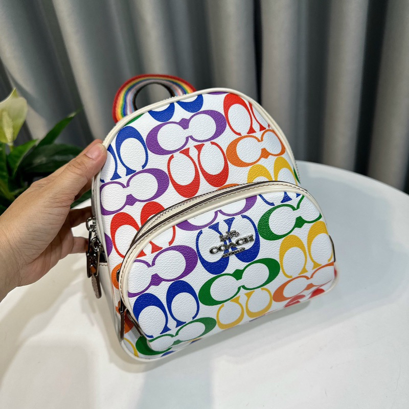 Ba lô mini unisex Coach Court Backpack In Rainbow