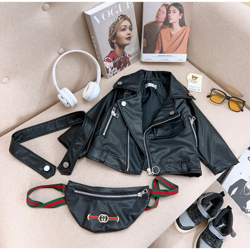 Áo khoác da Kèm Túi cao cấp cho bé trai