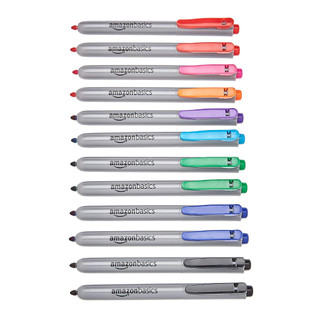 Bút Amazon Basics lông dầu đầu bấm, nhiều Màu | Amazon Basics Retractable Permanent Markers, colors variety