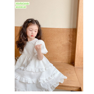 Đầm công chúa trắng 3 tầng Sofia Candy phối nơ lưng