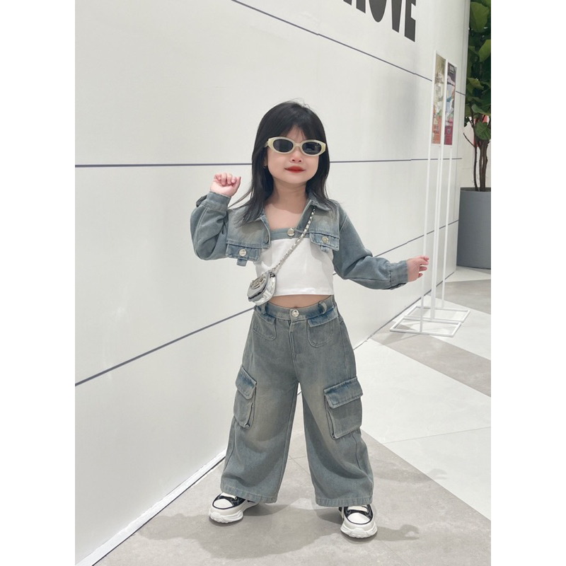 Set bộ Jeans sành điệu cho bé gái