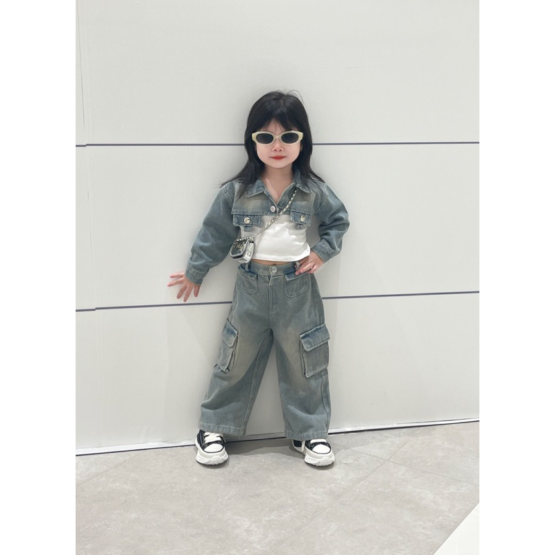 Set bộ Jeans sành điệu cho bé gái