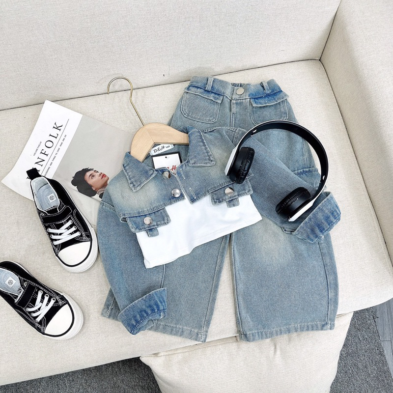 Set bộ Jeans sành điệu cho bé gái