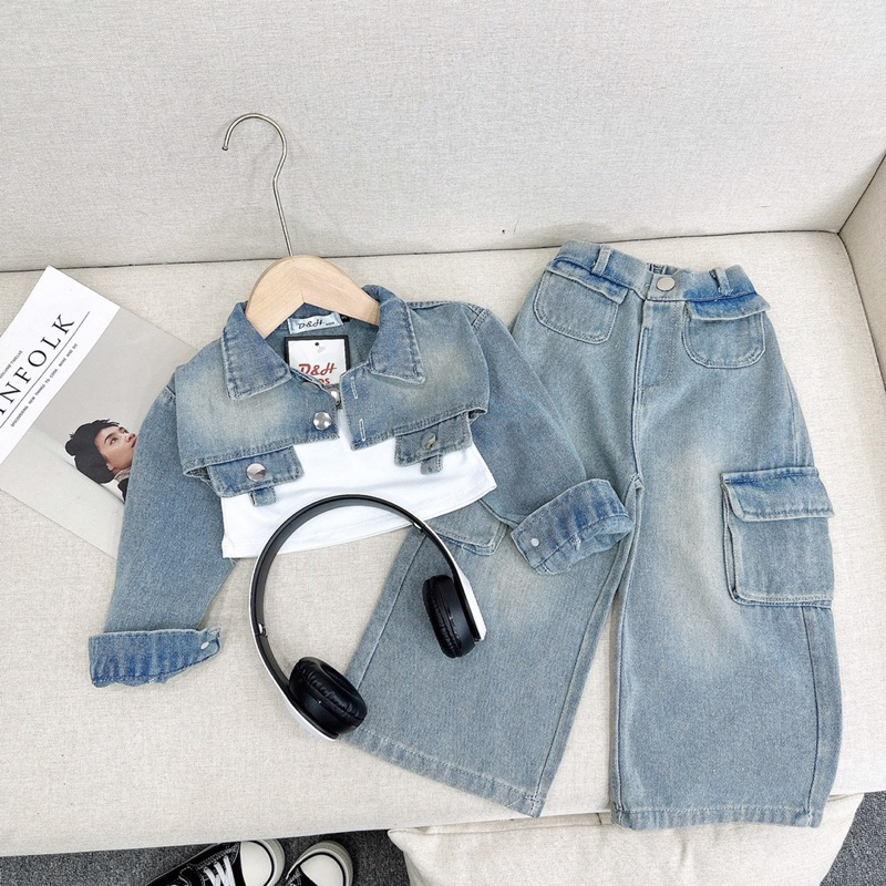 Set bộ Jeans sành điệu cho bé gái