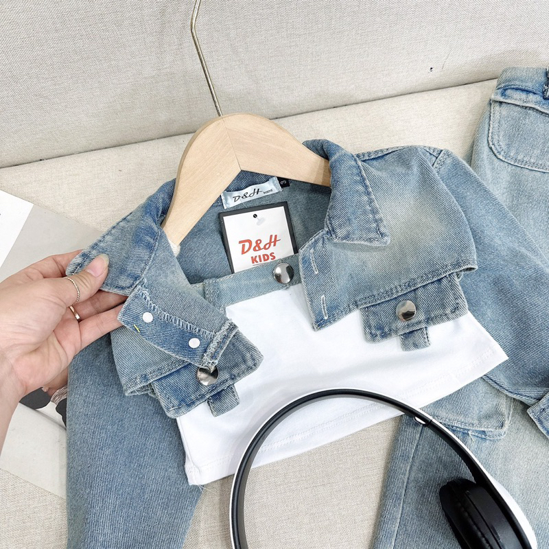 Set bộ Jeans sành điệu cho bé gái