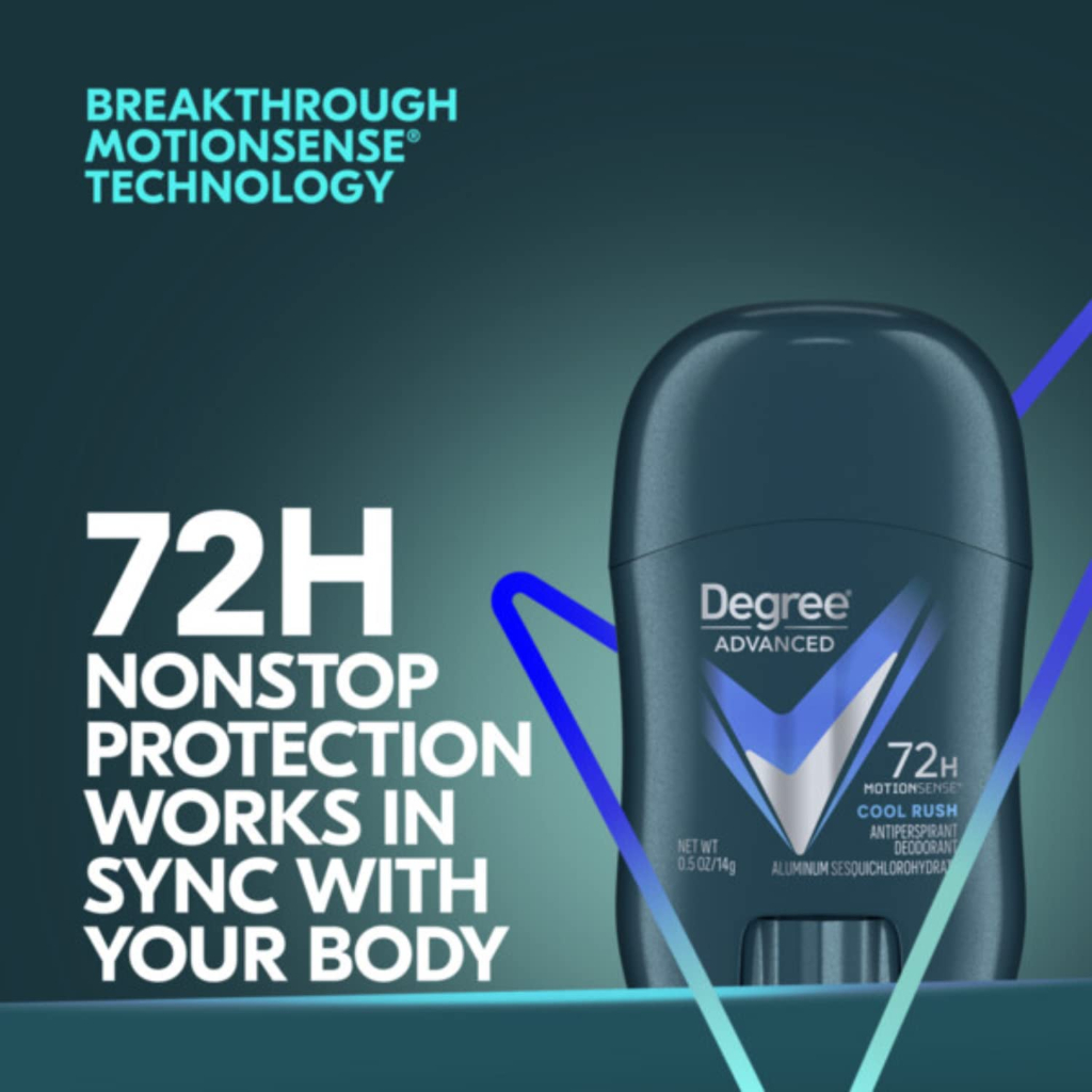Lăn sáp khử mùi nam du lịch/bỏ túi | Degree Advanced 14g 72-Hour MotionSense Cool Rush
