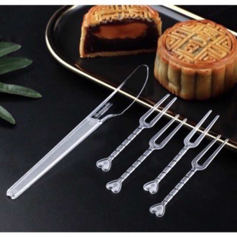 Bộ dao dĩa nhựa cắt bánh trung thu