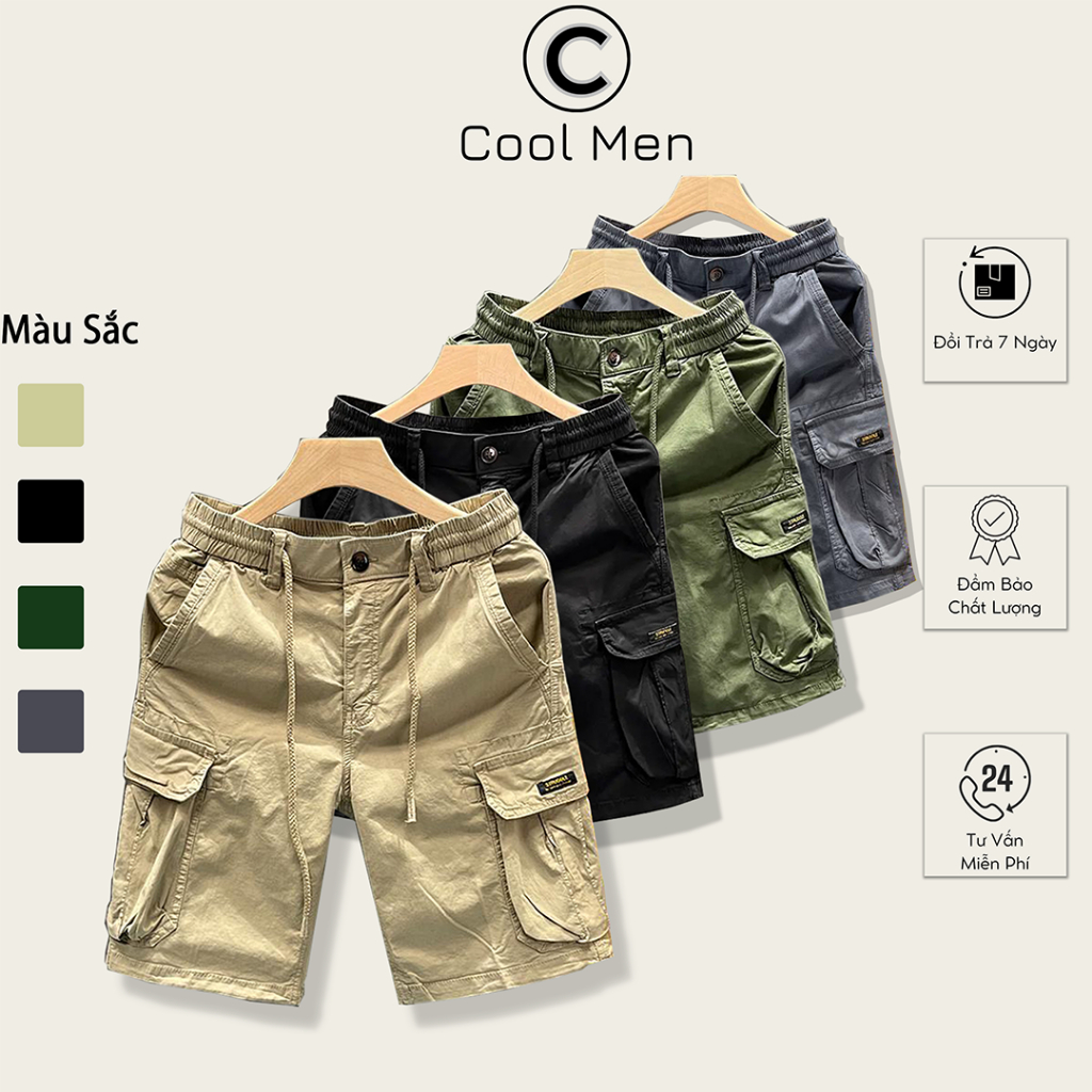Quần Short, Quần Đùi Nam Co Dãn Chất KAKI Cao Cấp Có Nhiều Túi Hộp 45KG - 95KG AB