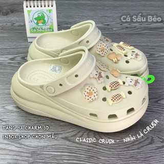Dép sục cross classic crush unisex đế cao 5.2 cm tặng kèm 12 stickers 3D hoặc 18 hình 2D gắn dép, full tag