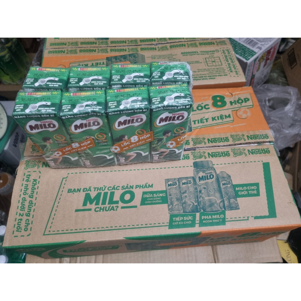 Thùng sữa milo có đường/ ít đường 180ml. thùng 12 vỉ* 48 hộp