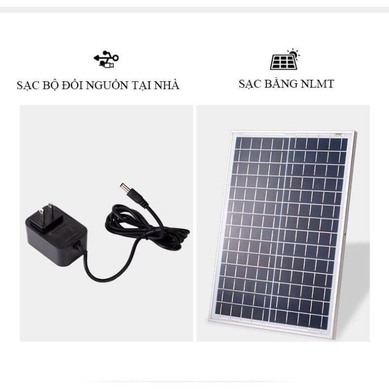 Quạt Tích Điện Năng Lượng Mặt Trời Tích Điện Solar Fan, Dung lượng pin: 18000MAH, sử dụng: 10-12h, Có Ắc Quy Tích Điện