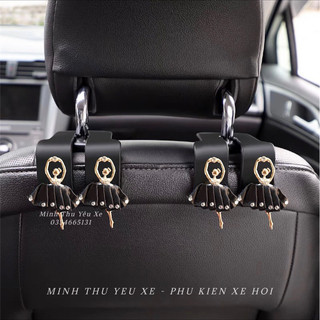 (Hàng mới) Móc treo đồ ô tô đính đá gấu brick hoa trà trang trí ô tô xinh xắn Minh Thu Yêu Xe