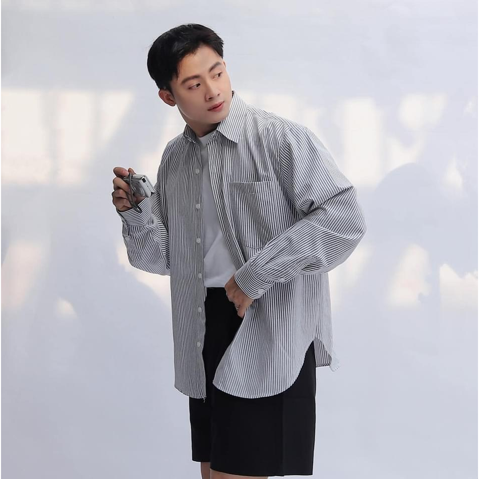 Áo Sơ Mi Ngắn Tay BASIC Màu Xám Trơn Sang Chảnh Nam Nữ Mặc Đều Đẹp