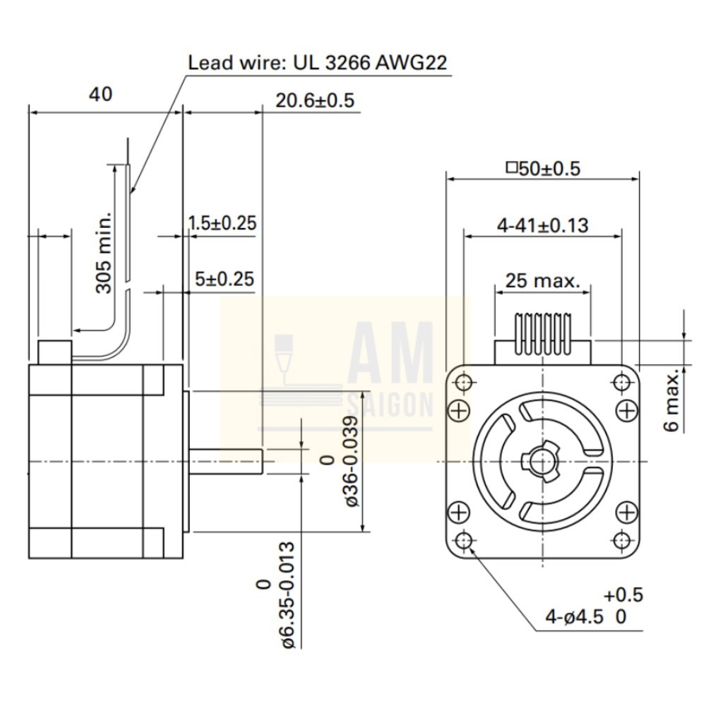 Động cơ bước 2 pha step motor 50 dài 40mm Sanyo Denki mới 100%