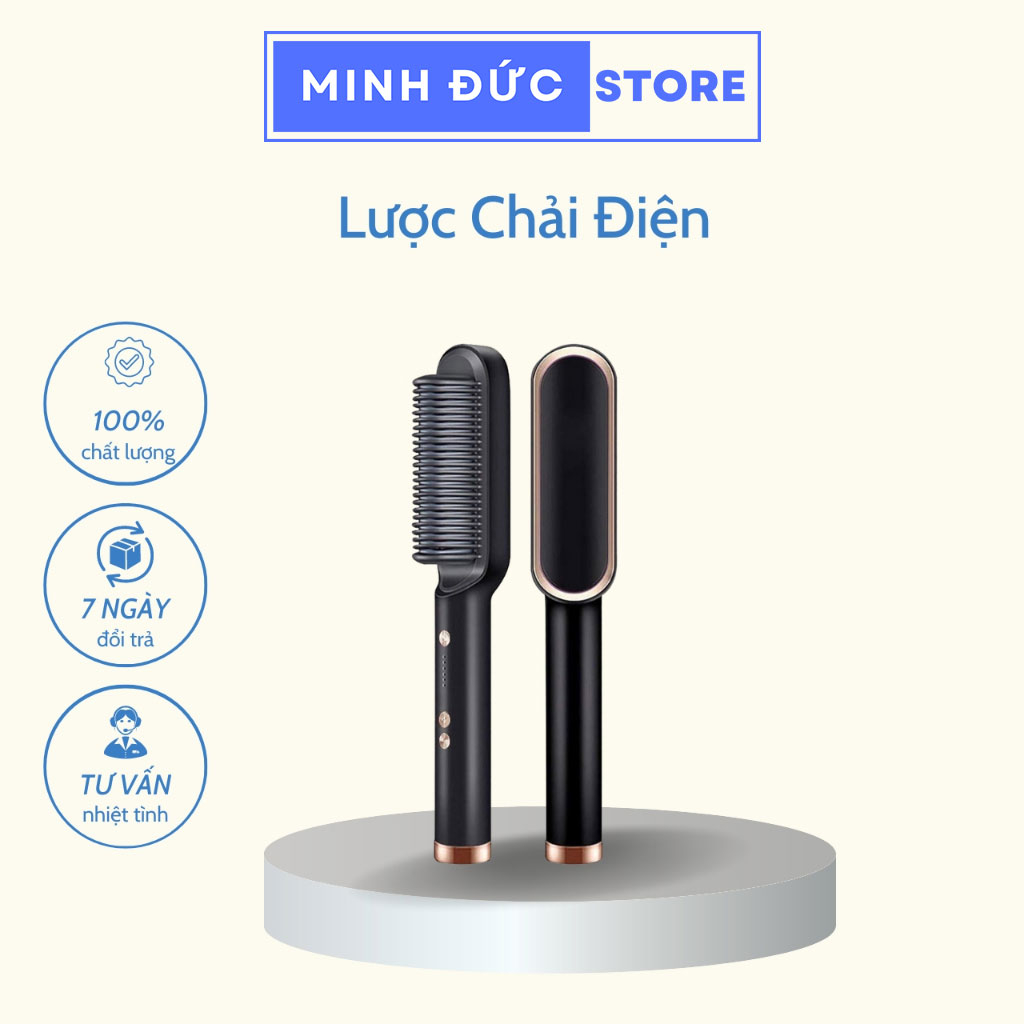 💚 Lược Điện Chải Tóc Tạo Kiểu Chuyên Nghiệp, Lượt Điện 3in1 Đa Năng - Kiêm Máy Uốn Duỗi Ép Tóc Tạo Kiểu
