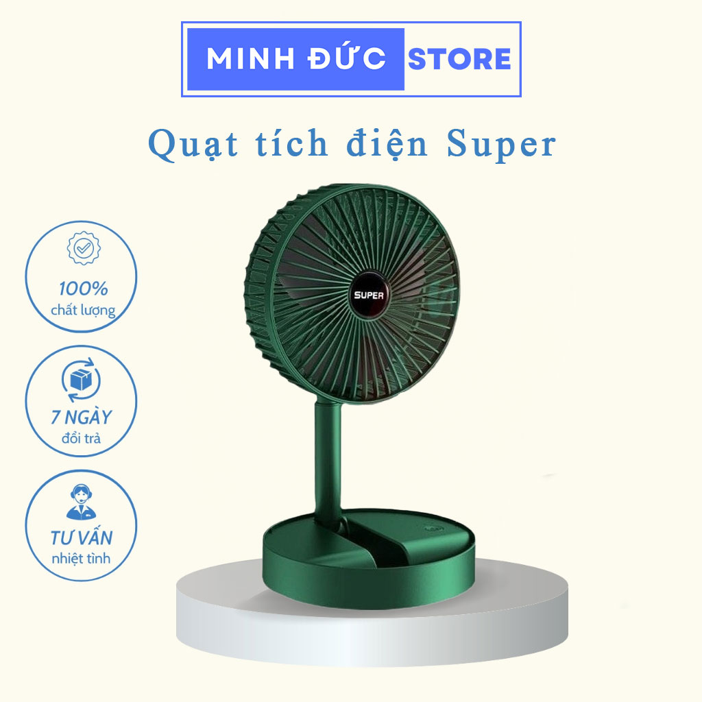 💚 Quạt Tích Điện Để Bàn Mini Super Gấp Gọn 3 Cấp Độ Gió Siêu Bền, Cáp Sạc Usb Tiện Lợi. Quạt Gấp Gọn