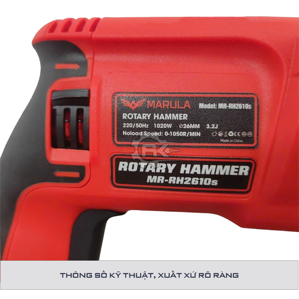 Máy khoan đục bê tông cầm tay MARULA RH2610S, Công suất 1020W, Dây đồng nguyên chất