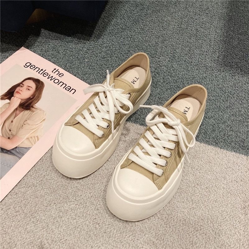 Pass: giày ulzaang basic chất vải màu nâu phù hợp cho cả nam lẫn nữ