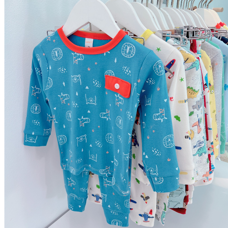 Bộ quần áo dài tay Cater Sài Gòn, vải cotton mềm mịn, co giãn thoải mái cho bé trai, bé gái BD41