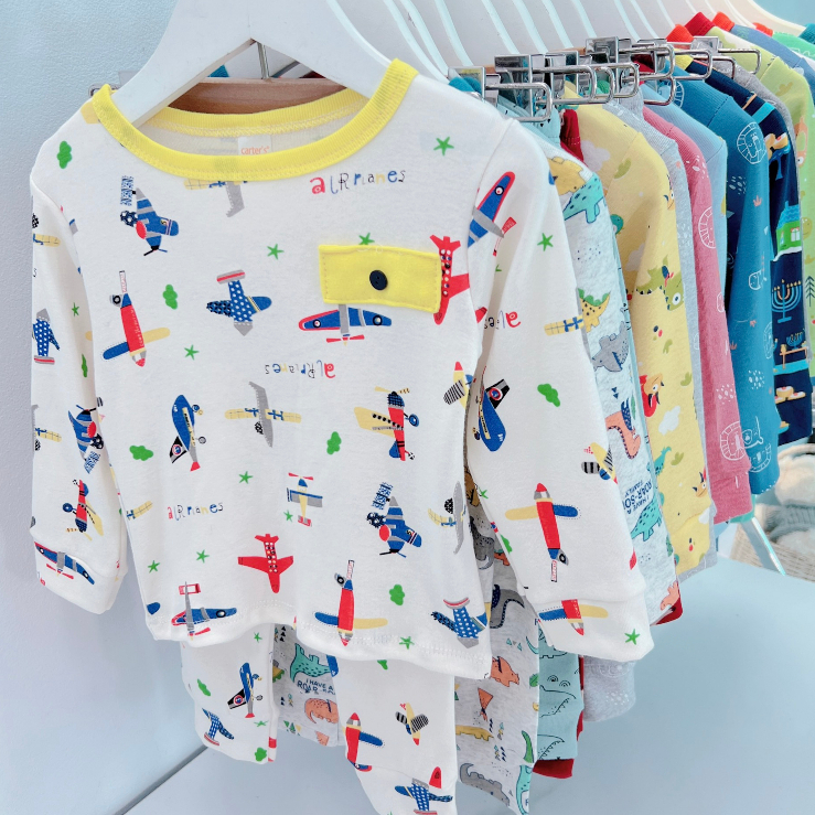 Bộ quần áo dài tay Cater Sài Gòn, vải cotton mềm mịn, co giãn thoải mái cho bé trai, bé gái BD41