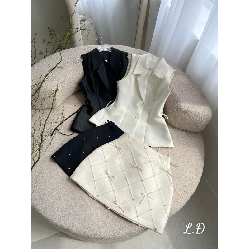 Set Áo Mix Chân Váy Mini  Tiểu Thư